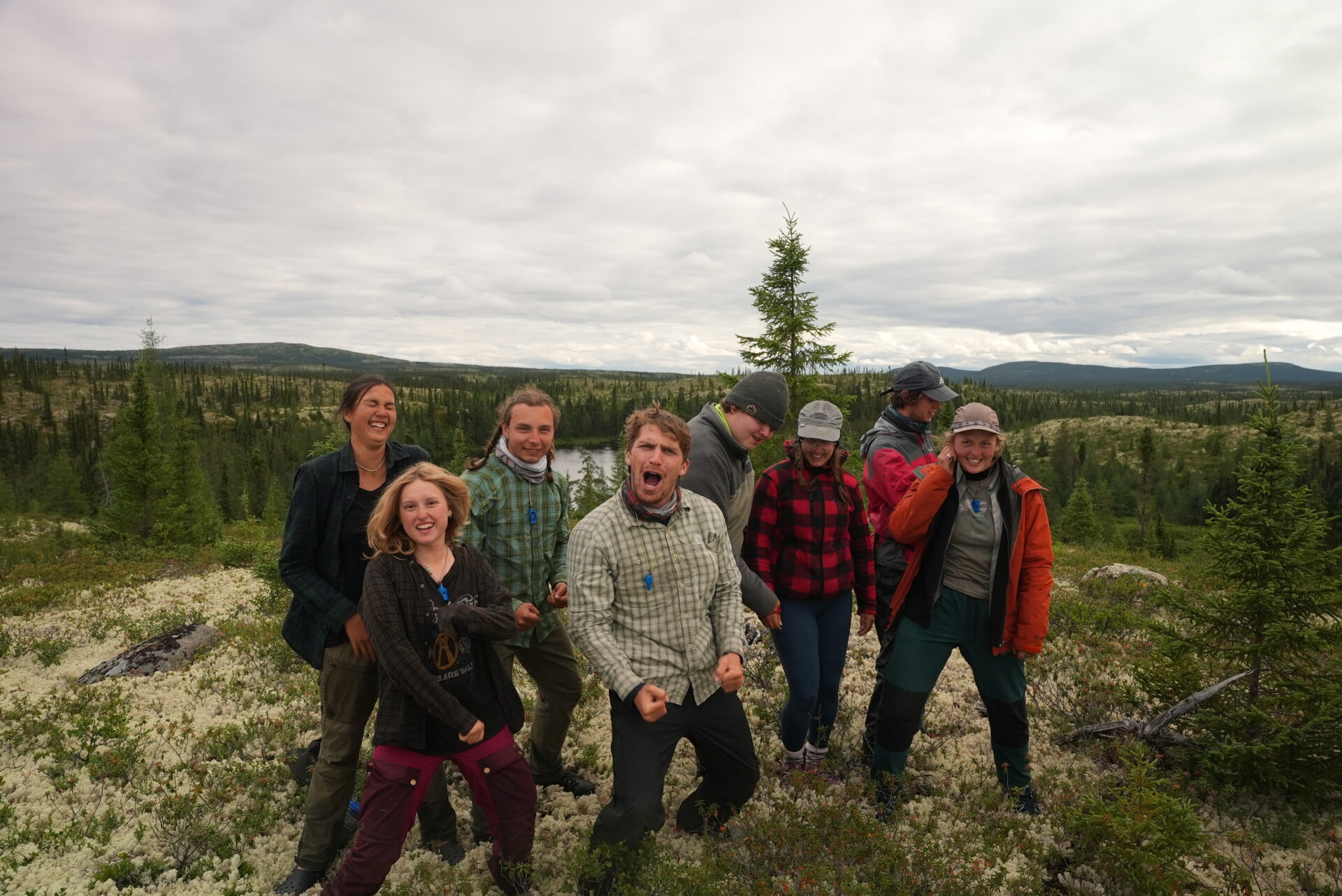 Happy group of people in nature.