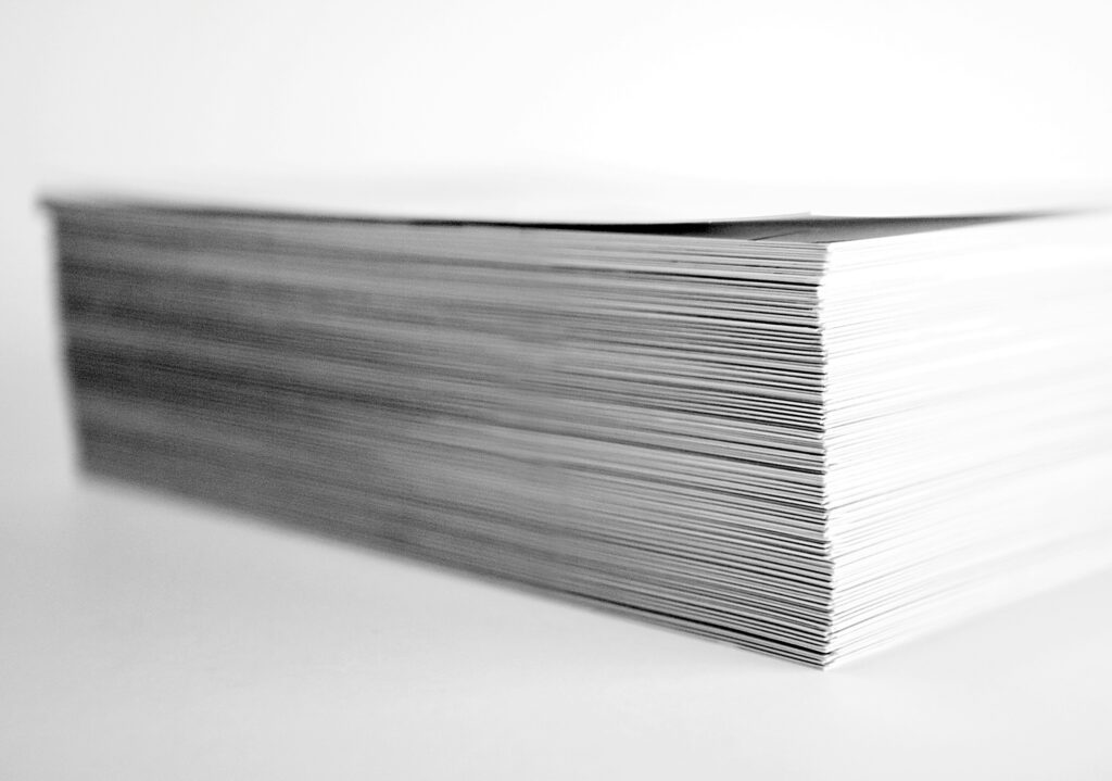 Stack of white paper sheets