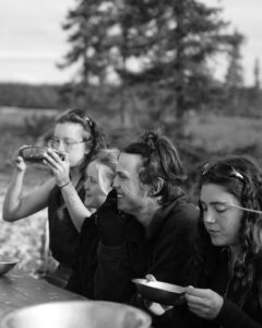 Group enjoying outdoor meal together